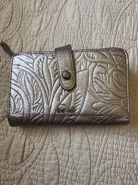 The Sak Metallic Silver Embossed Leather Wallet